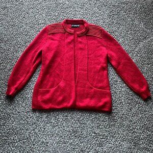 Alpaca Connection Wool Cardigan Womens Large/XL Red Grandmacore Winter Elegant
